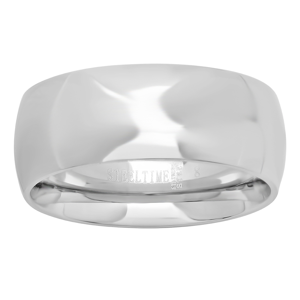 Stainless Steel Dome Plain Wedding Anniversary 8mm SZ-8 Comfort Band Ring